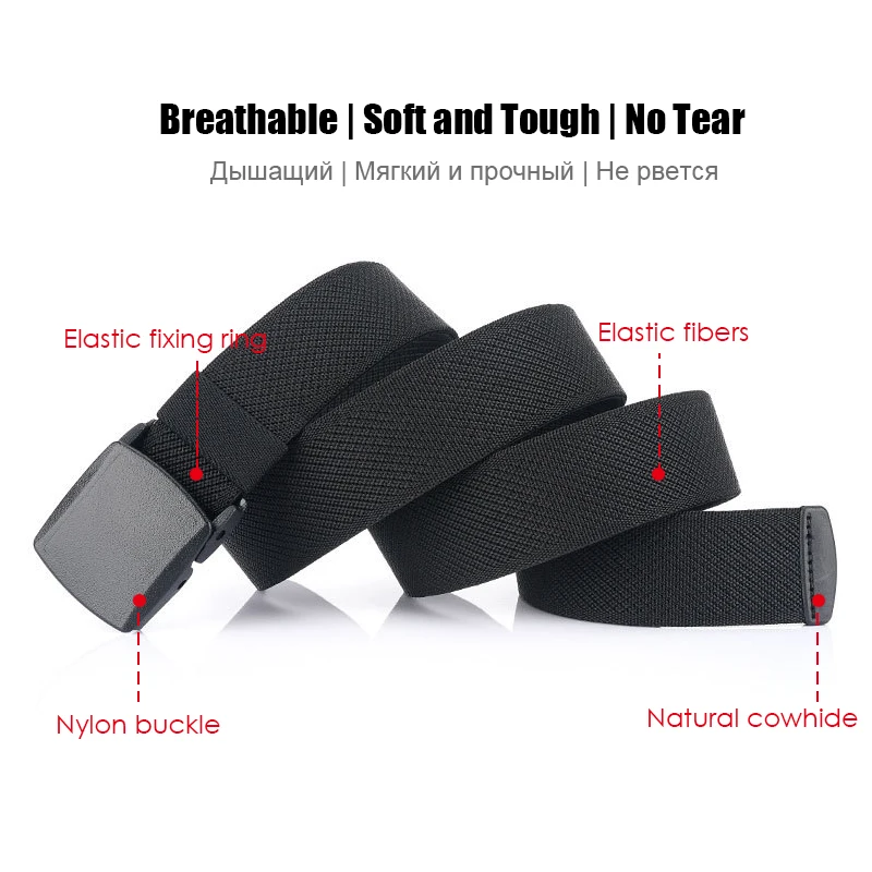 VATLTY Metal Free Men\'s Elastic Belt Strong Engineering Plastic Quick Release Nylon Buckle Unisex Stretch Belt Outdoor Girdles