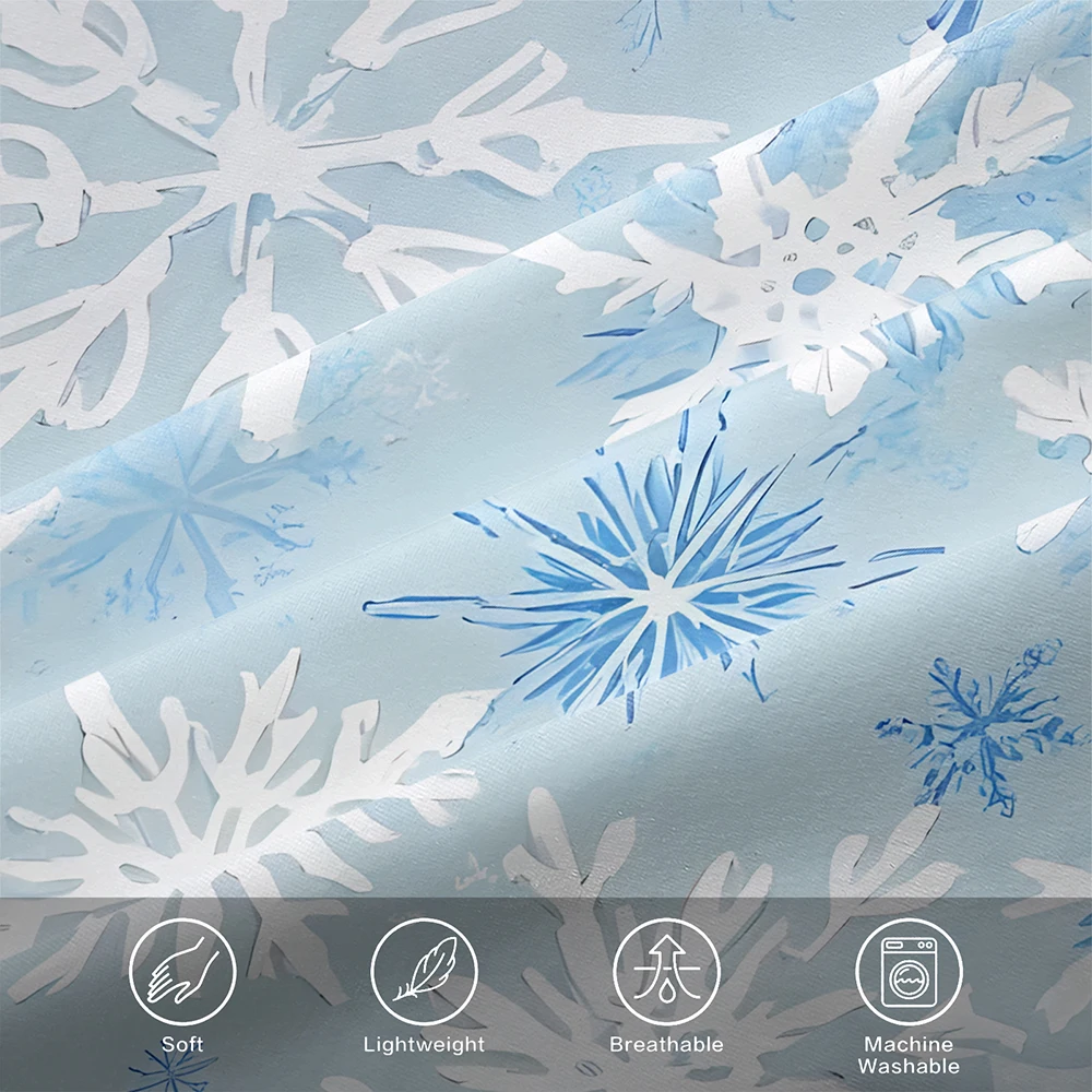 Christmas Winter Snowflake Bedding Set Light Blue Base Duvet Cover Set Bed Holiday Soft Bedding Quilt Cover with Pillowcases view 6