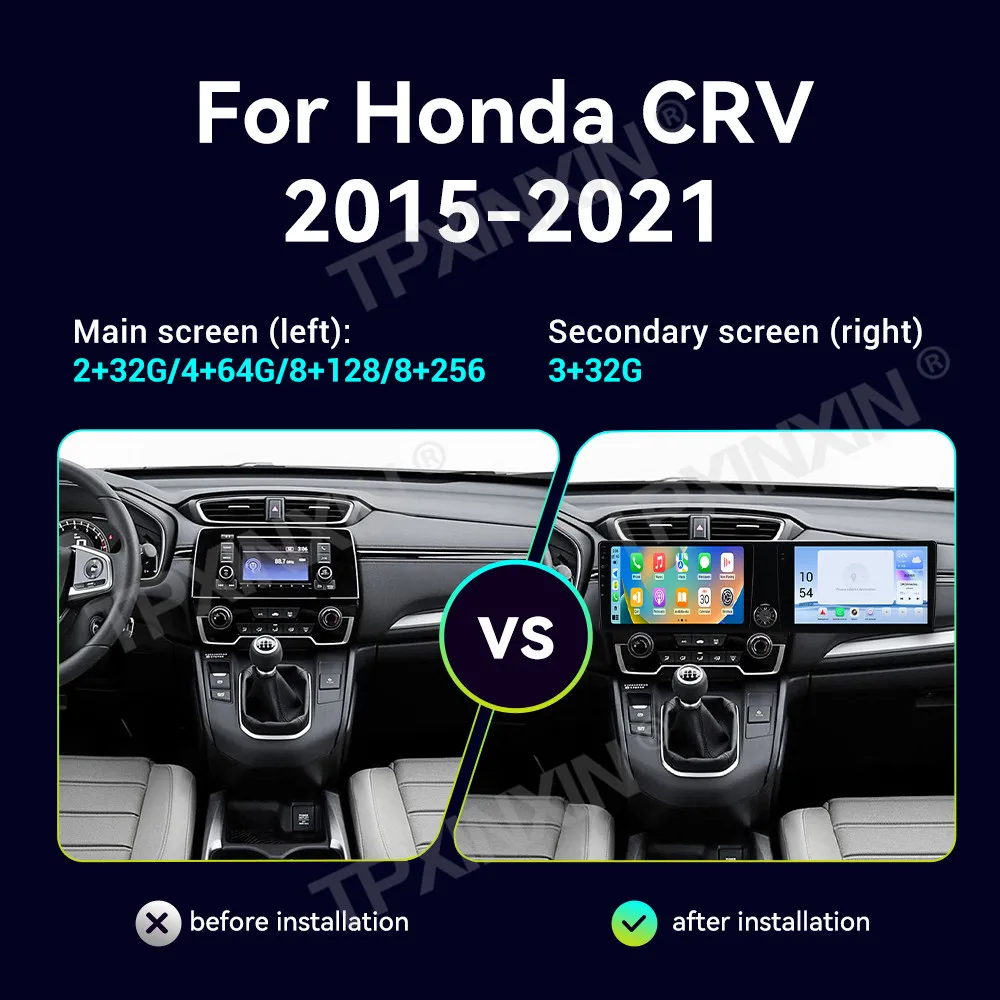 Dual 10.1 Inch Touch Screen For Honda CRV 2015 2016 2017 2018 2019 2020 2021 Car Multimedia player Stereo Radio Receiver 4G WiFi