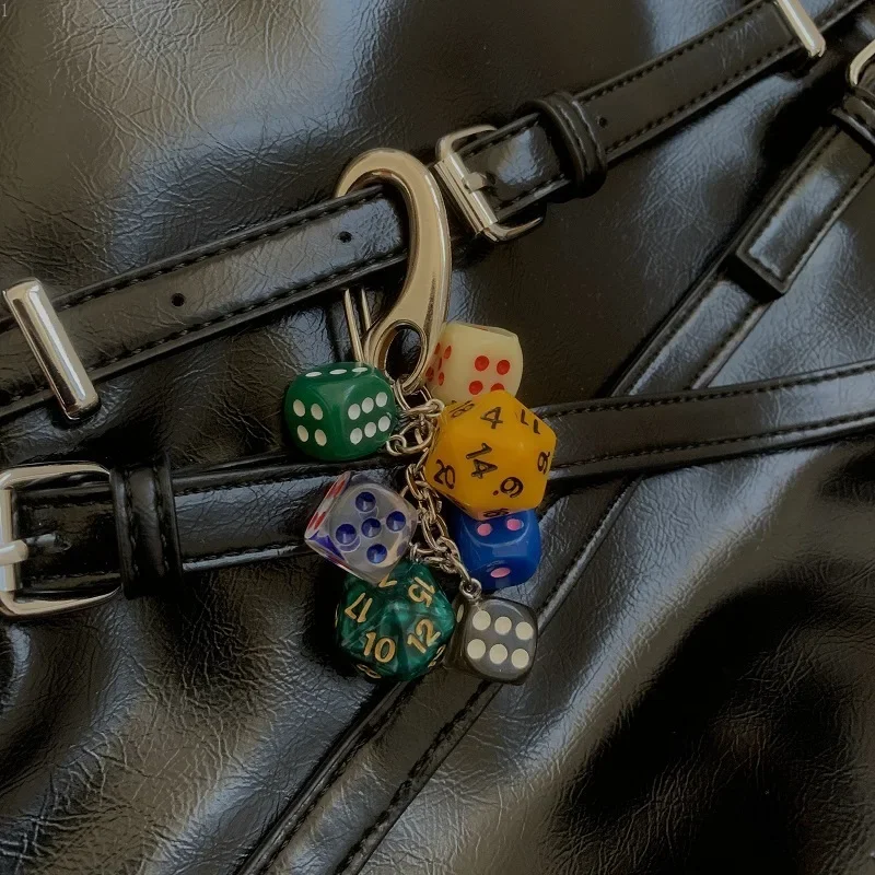 Lucky Dice Chain Original Keychain Premium Multi Element Trendy Bag Pendant Waist Hanging Accessories Decorative Keychain