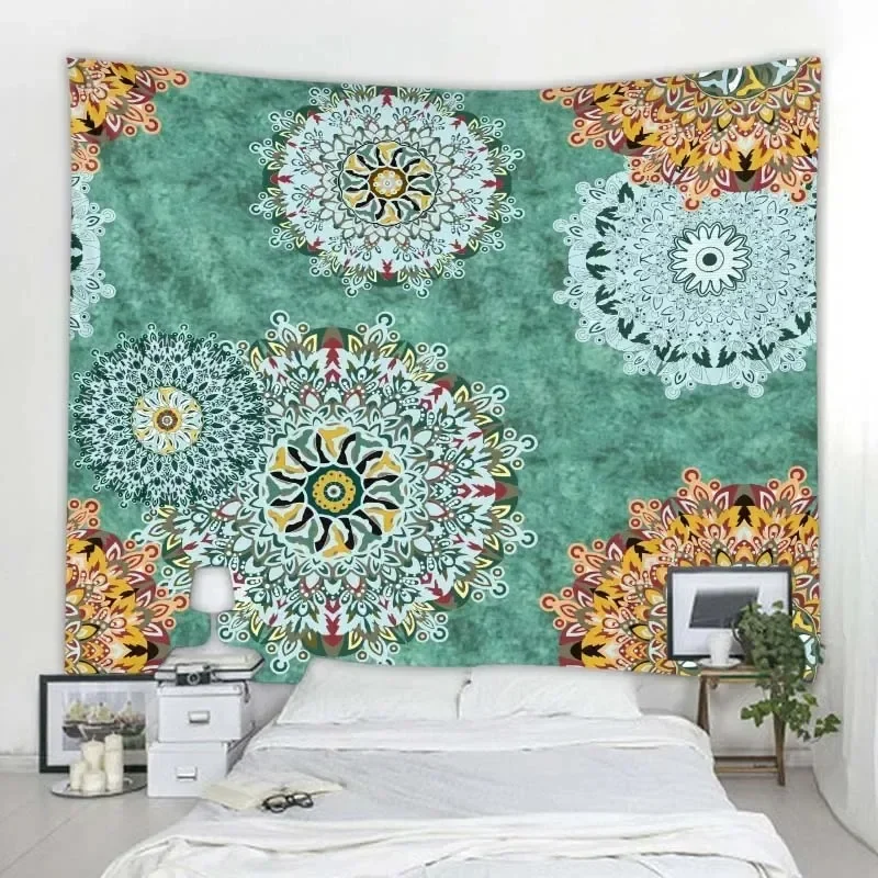Bohemian Mandala Yoga Mat Large Bed Sheet Sofa Blanket Beautiful Room Decoration Plant Flower Tapestry Wall Hanging