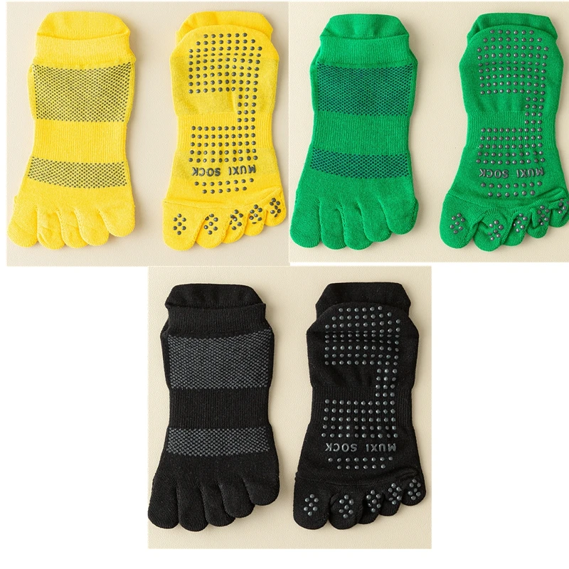 Men's 3 Pairs Non-slip Five Finger Grip Socks