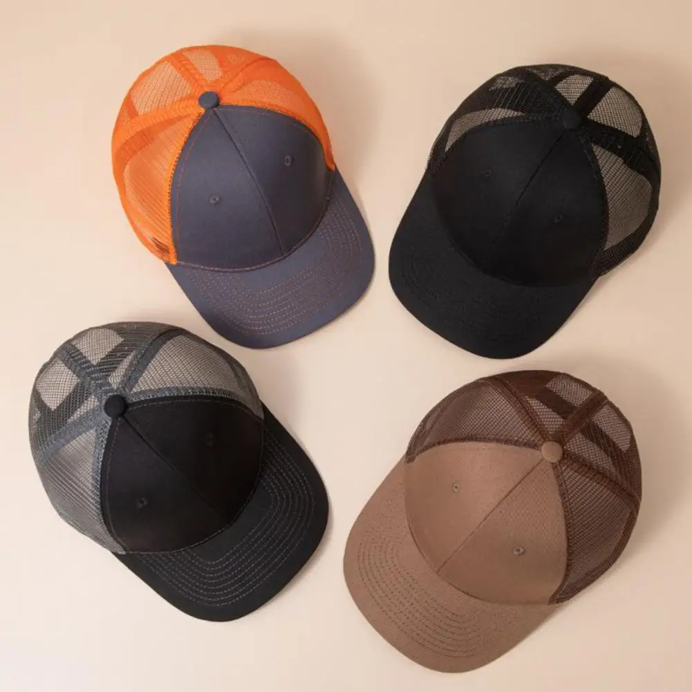 Breathable Mesh Trucker Hat For Men Women Retro Mesh Back Baseball Cap Adjustable Breathable Sun Hat Outdoor Running Sports Hat