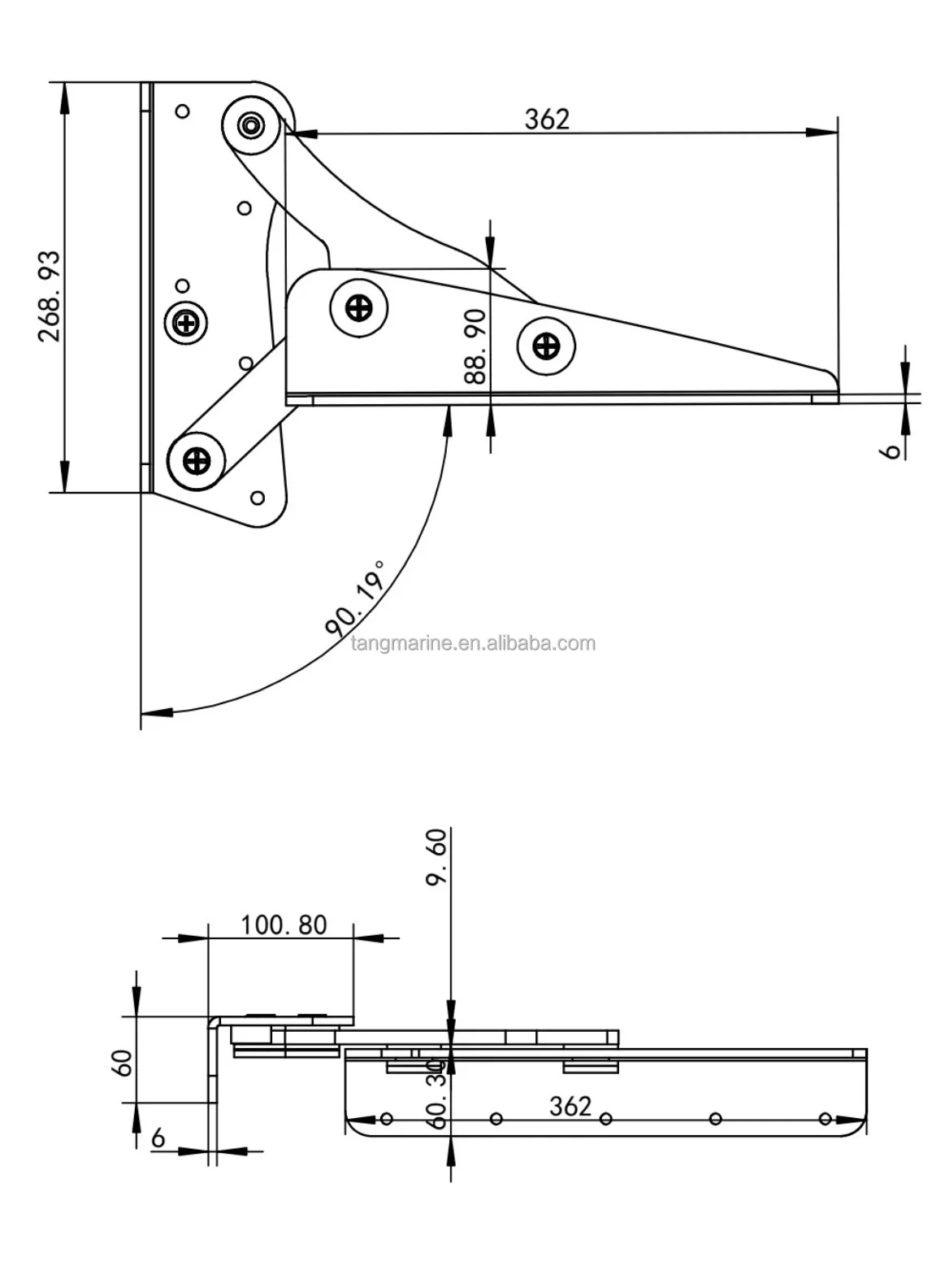 Marine Hardware Boat Accessories Foldable Boat Seat Bracket Yacht Seating Folded Chair Base Hinge for Boats and Yachts