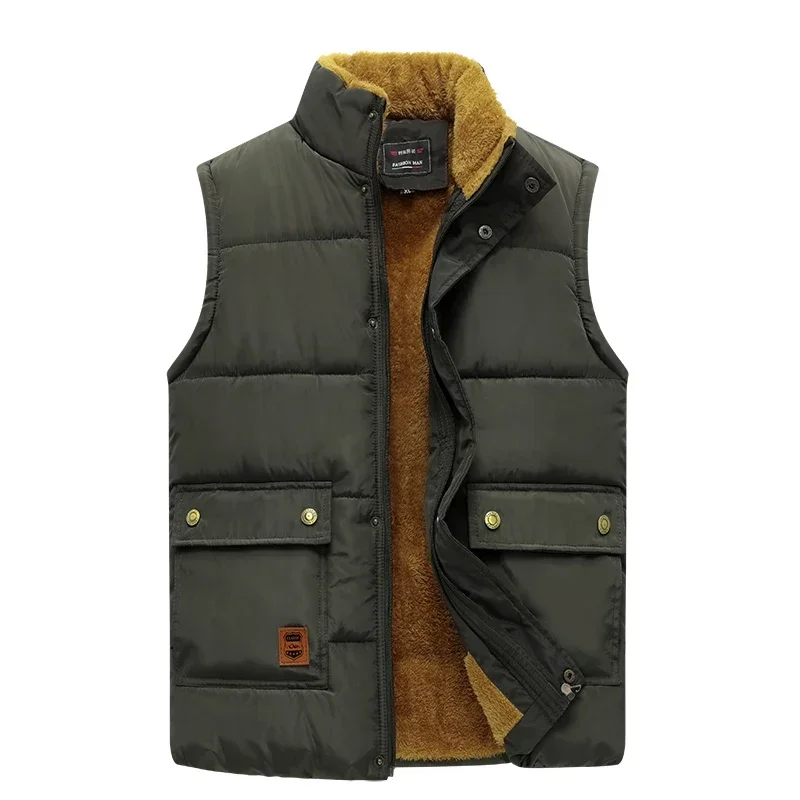 Plus Size Male Warm Waistcoat Fleece Vest Men Brand Clothing Winter Vest Jackets Plus Size Mens Soft Sleeveless Coat Clothes