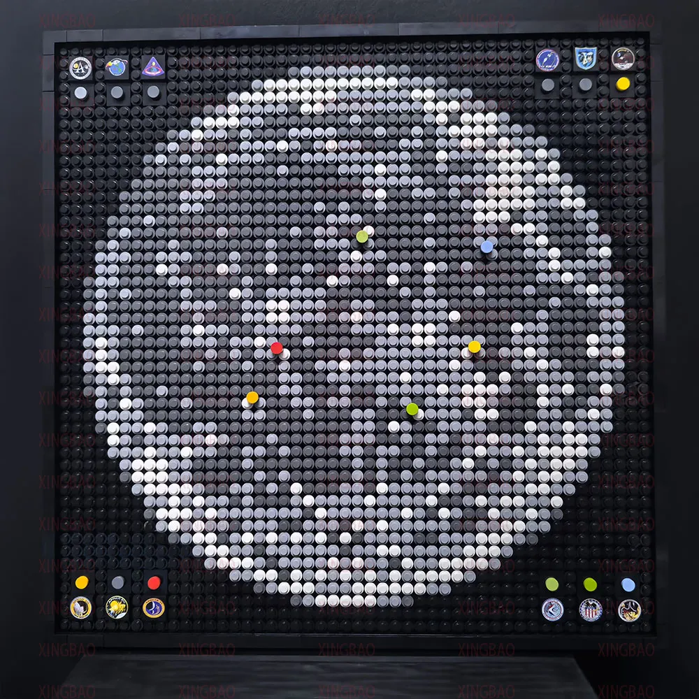 MOC Art wall painting is all mosaics and toy building blocks decoration Apollo Lunar Landing Site - Mosaic Painting 2469pcs set