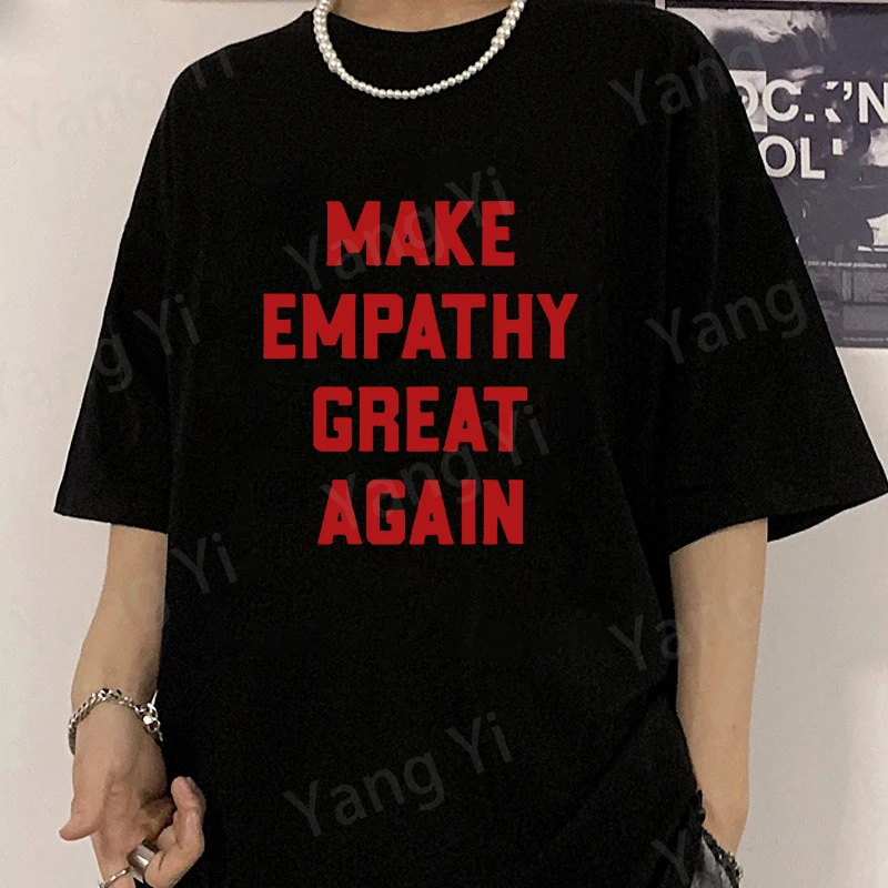 T-shirts unisexes imprimés « Make Empathy Great Again », en coton décontracté à manches courtes, col rond, pour hommes et femmes, été 2026