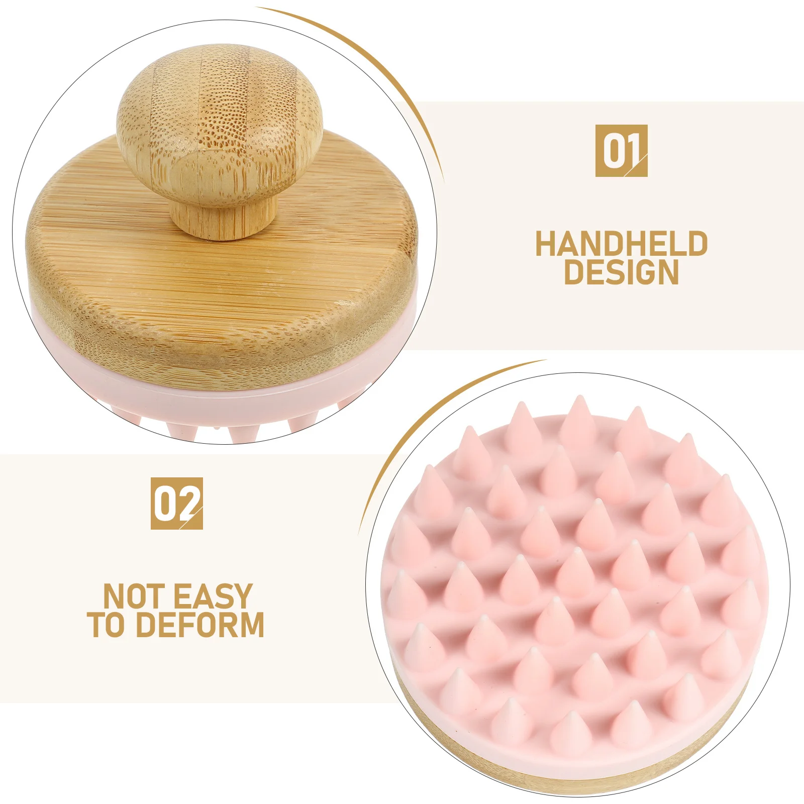 

Щетка для шампуня для кожи головы, мягкая бамбуковая щетина, глубоко очищающий отшелушивающий массажер для волос для перхоти, зудящей кожи головы, инструмент для душа