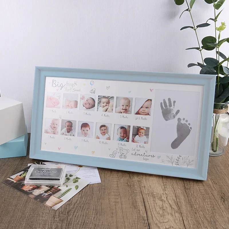 Newborn Commemorative 12 Month Old Baby Growth Picture Frame Hand and Foot Print Picture Frame, Foot Print Picture Frame