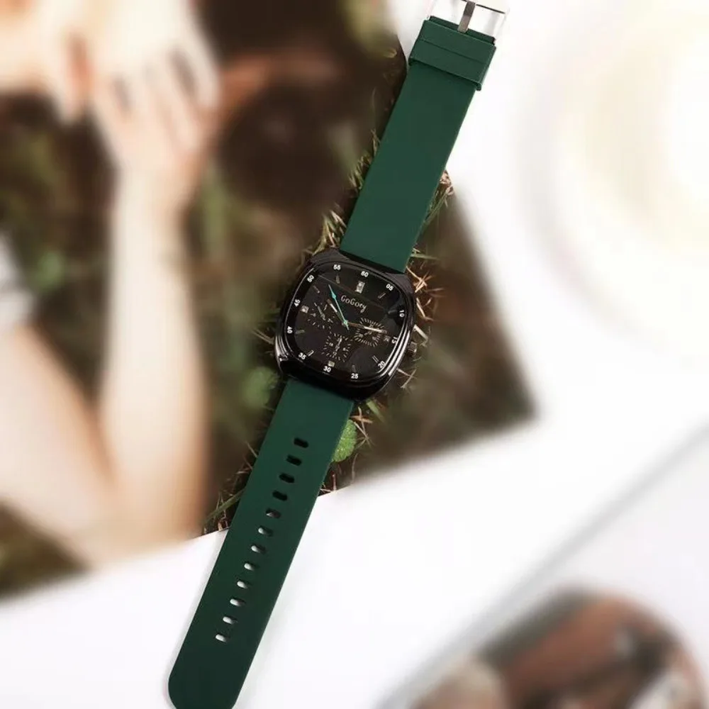 Jam tangan kuarsa elektronik modis jam tangan olahraga wanita kasual tali silikon kualitas tinggi jam tangan Dial besar untuk pria dan wanita pelajar