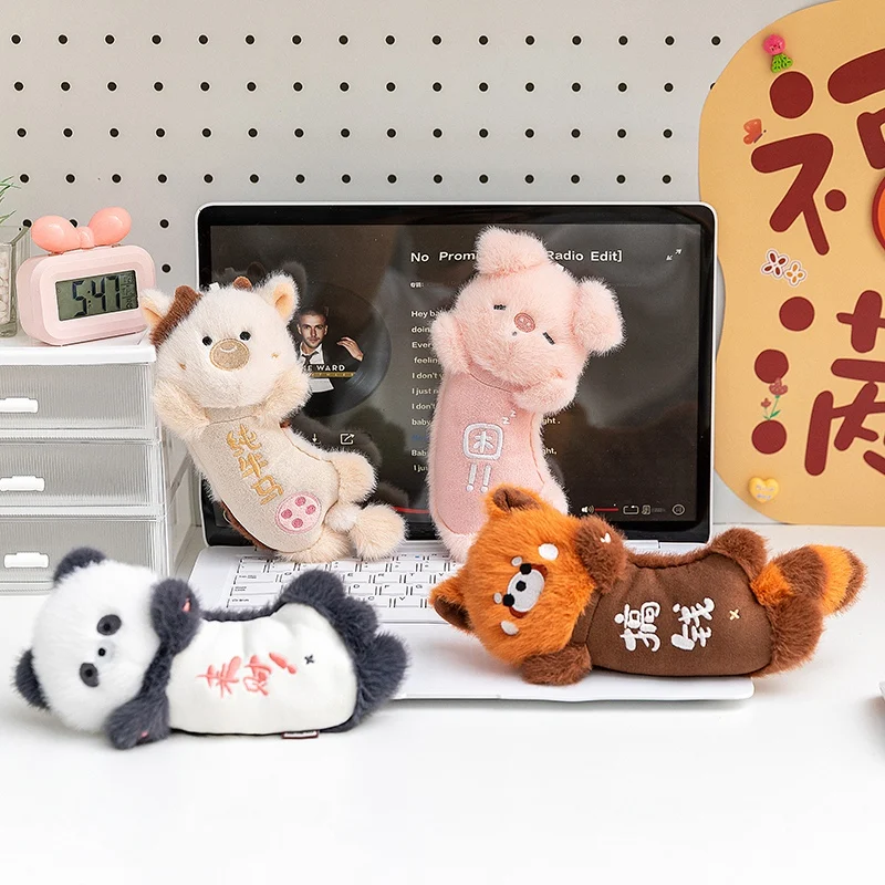Podkładka pod nadgarstek w kształcie zwierząt, seria pluszowa, pozycja leżąca, 19 cm, kawaii, do biura, pod mysz, świnka, panda, towarzysz na biurko, lalka.