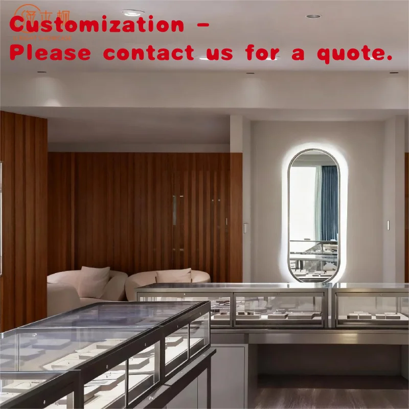 

на заказ.Современный минималистичный высококачественный шкаф-витрина для ювелирных изделий | Регулируемая платформа на заказ, роскошные бутики на заказ