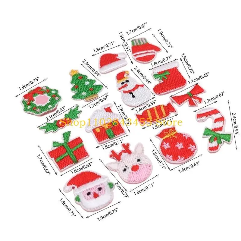 49MC 15Pcs Embroidery Stickers Christmas Socks Decorative Patches, Sew On or Iron On Patches Applique for Clothes, Hat, Jeans
