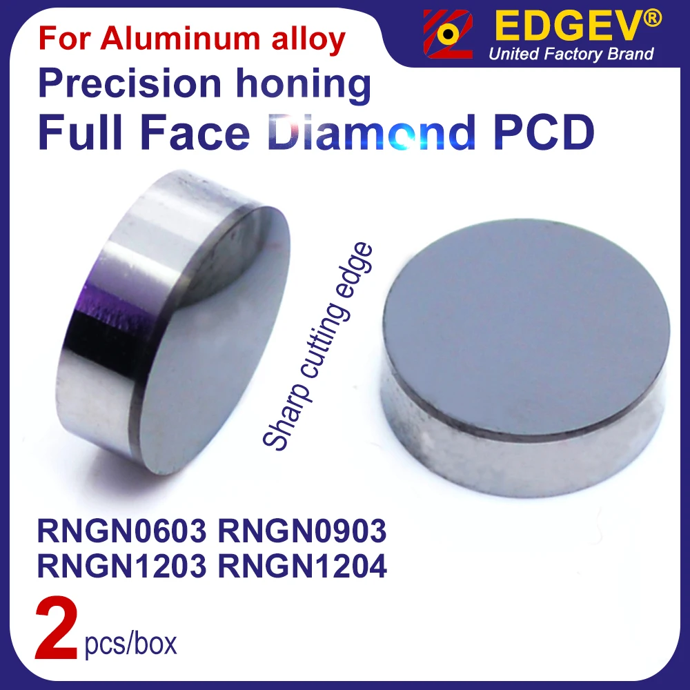 EDGEV-inserto de diamante PCD de cara completa, RNGN0603, RNGN0903, RNGN0904, RNGN1203, RNGN1204, RNGN, RNMN, redondo 1/2, 1/4, 3/8 pulgadas, herramientas de torneado