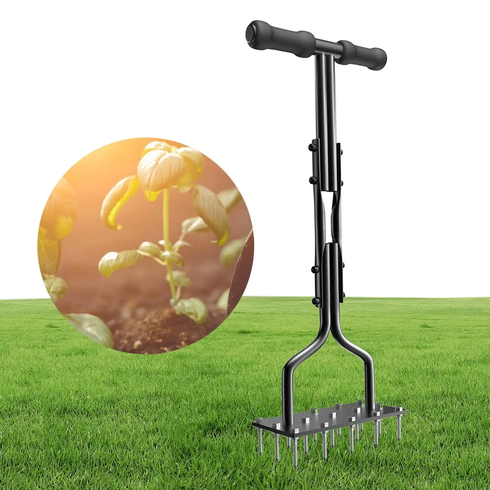 

Lawn Aerator Spikes Manual Yard Aerator Soil Aeration Gardening with 15Soil Spikes Aerating Tool for Cultivating Agricultural