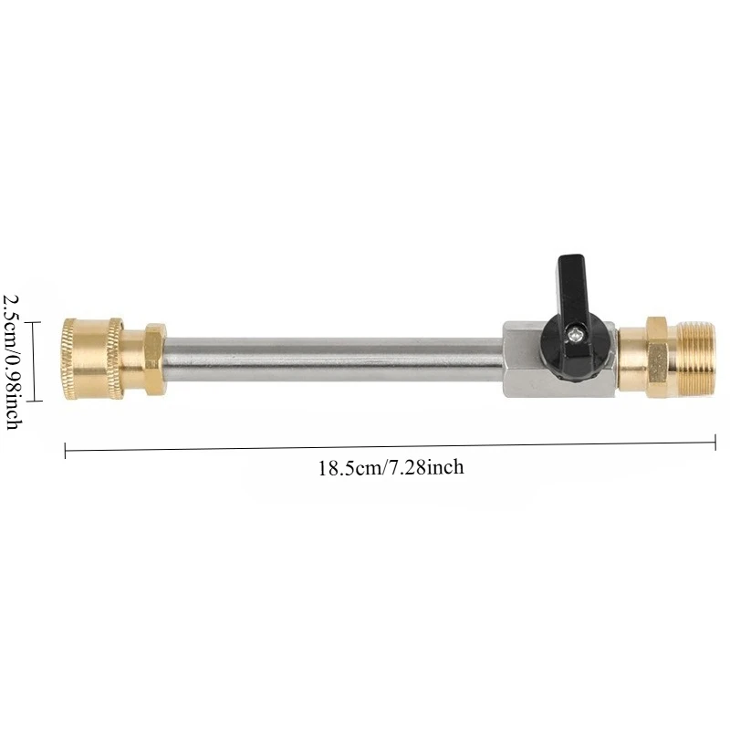 1Pc High Pressure Cleaning Machine Car Wash Water Gun Head M22/14 Threaded Stainless Steel Extension Rod Valve Integrated