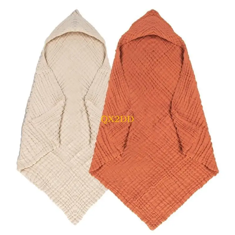 QX2D Baby Bath Towel with Hood Soft & Absorbent Newborns Towel 32x32 Inch 6 Layer Towel for Infants Toddlers & Children