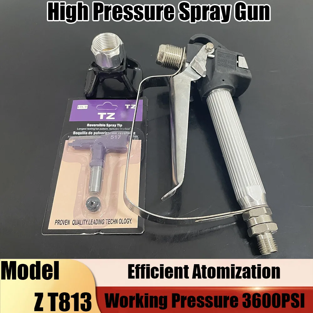 

High Pressure Airless Spray Gun, Equipped With 517 Nozzle, 1/4BSP Pressure 3600PSI, Suitable For Spraying Machines,