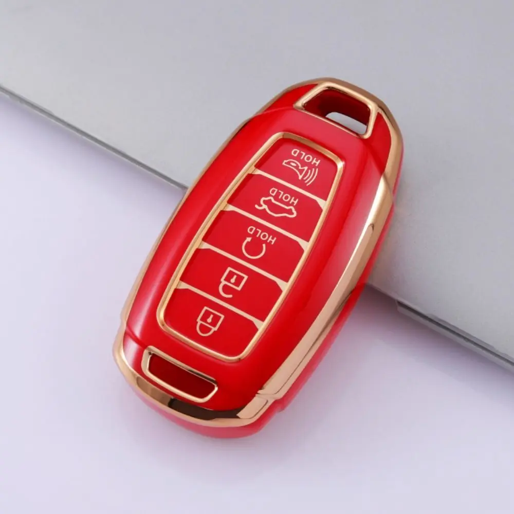 TPU Car Key Case Key Protector Gold Edge Key Case Cover for Hyundai i30 Ix35 /KONA/Encino/Solaris/Azera/Accent/Palisade