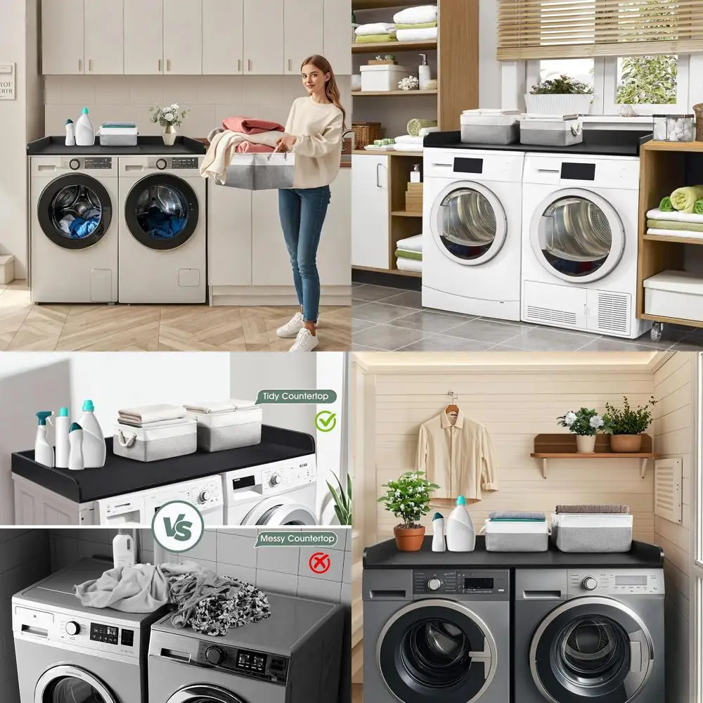 

Деревянная столешница для белья с 2 корзинами для хранения, нескользящими подушечками и направляющими для кромок, 27,5x54, черный