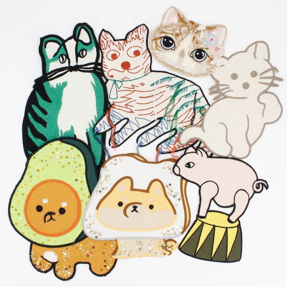 2pcs Animal Pig Bread Cat Avocado Dog Patch Embroidery Sew on DIY Decor Applique Badge Accessories