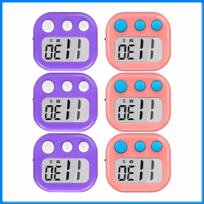 Classroom Timer for Teachers Kids Large Magnetic Digital Timer Teacher Supplies 6 Pack-Pink,-A57M