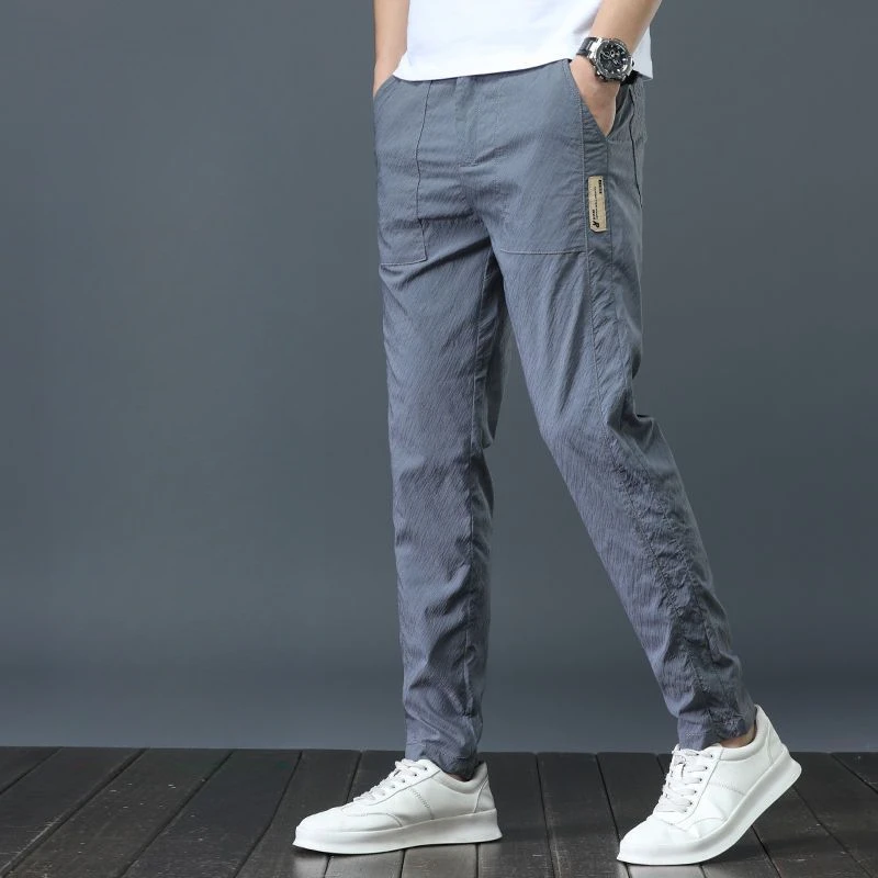 Harem Male Trousers Summer Cooling Ice Silk Thin Men's Casual Pants Cool Slim Fit Y2k Plus Size Aesthetic Low Price Stylish Long