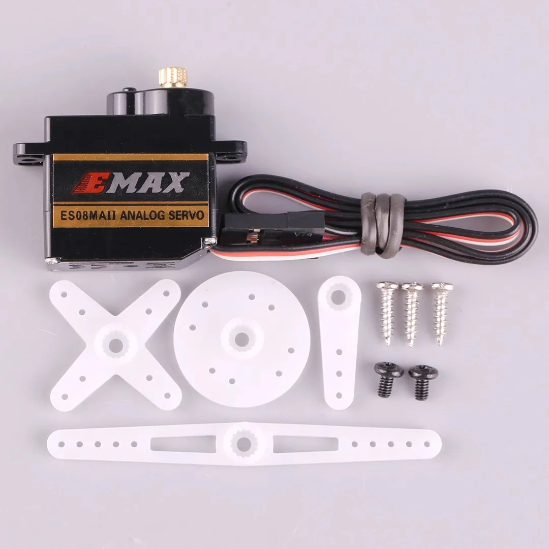 EMAX-Mini Servo analogique à engrenage métallique ES08MA II, 12g/ 2.0kg/ 0.12 Sec Mg90S, pour voiture et camion radiocommandés