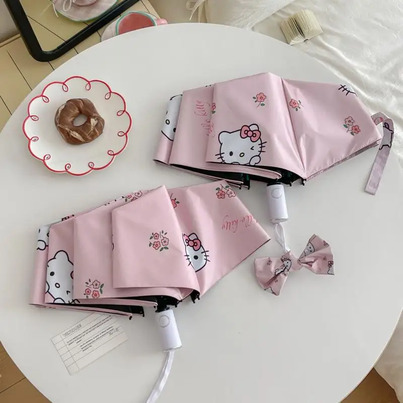 

Sanrio Hellokitty Automatic Umbrella Kawaii Student Children Girl Adult Parasol Outdoors Umbrella Portable All-Weather Umbrella