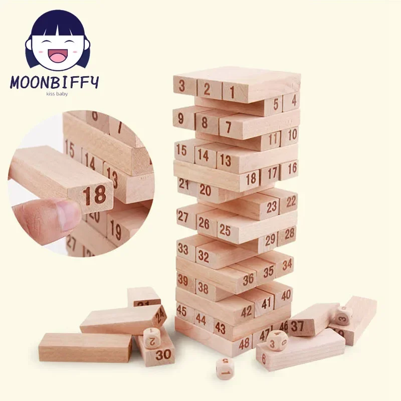 

New 54 Pices Creative Novel Wooden Digital Building Block Brain Game Entertainment Intelligence Interaction Toys