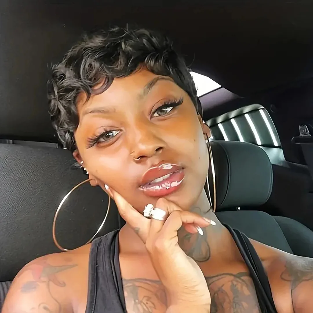 

Short Curly Pixie Cut Wig For Black Women 100% Real Human Hair Wig Machine Made Wigs Pixie Wigs Haircut Short Wigs With Bangs