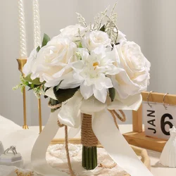 Rose Wedding Bouquet Tossing Bouquet for Wedding Ceremony Anniversary Bridal Shower Wedding Party Decoration Dinning Table Decor