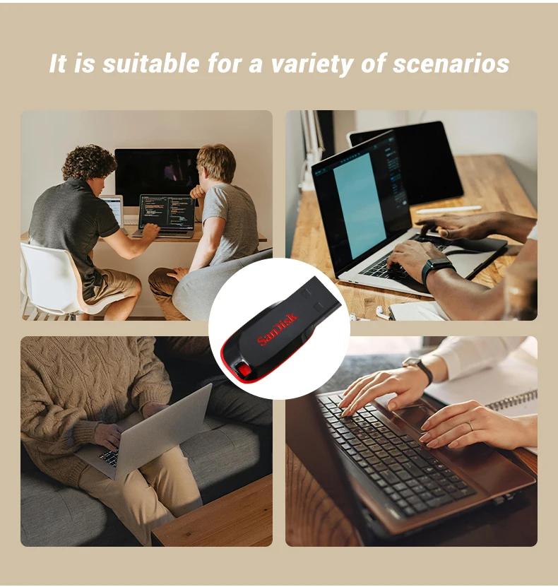 Unidad Flash USB 2.0 SanDisk Cruzer Blade CZ50 de 16 GB, 32 GB, 64 GB, 128 GB, Mini Memoria USB Portátil para PC y Laptop
