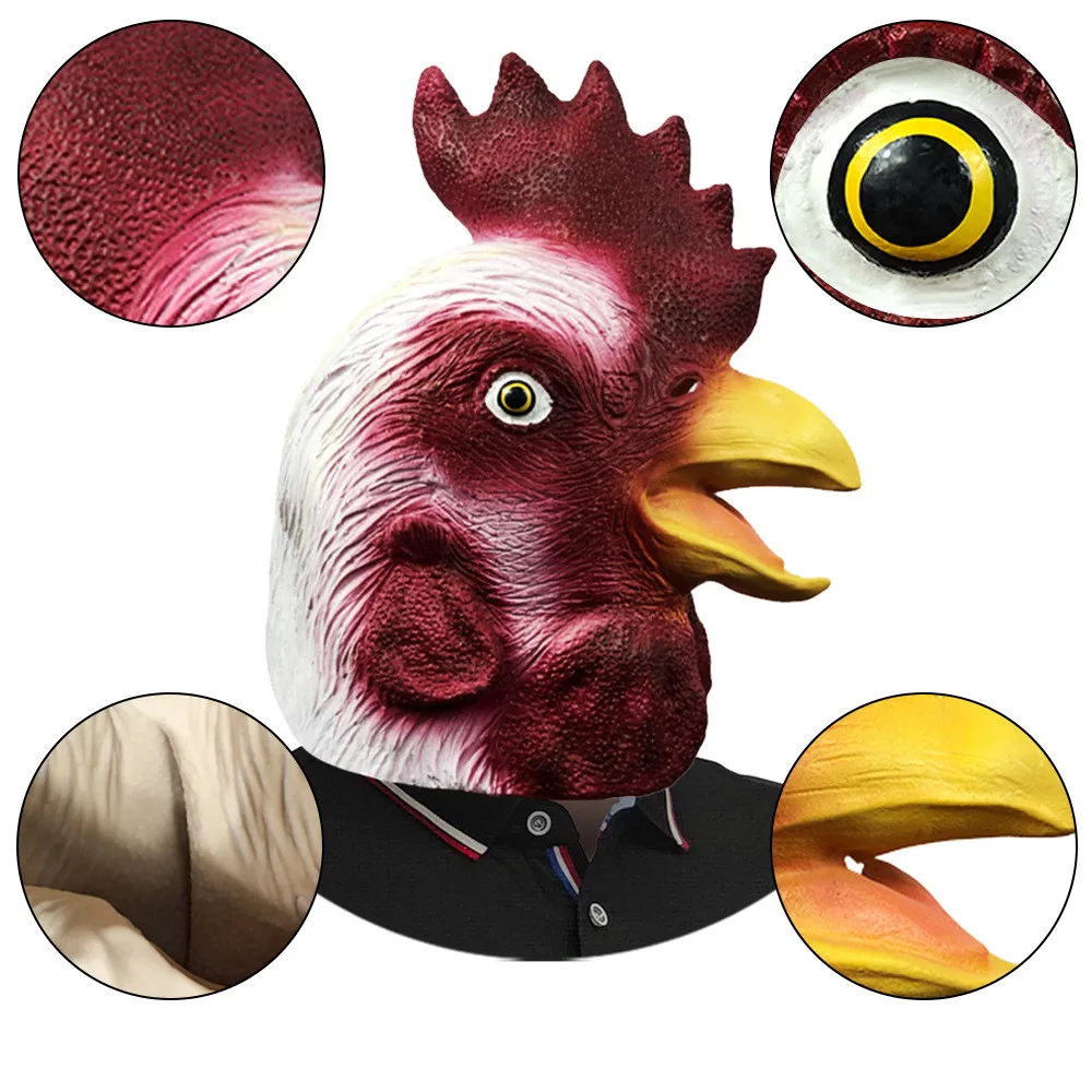 Erwachsenen-Latex-Huhn-Tierkostüm-Maske – Detail 4
