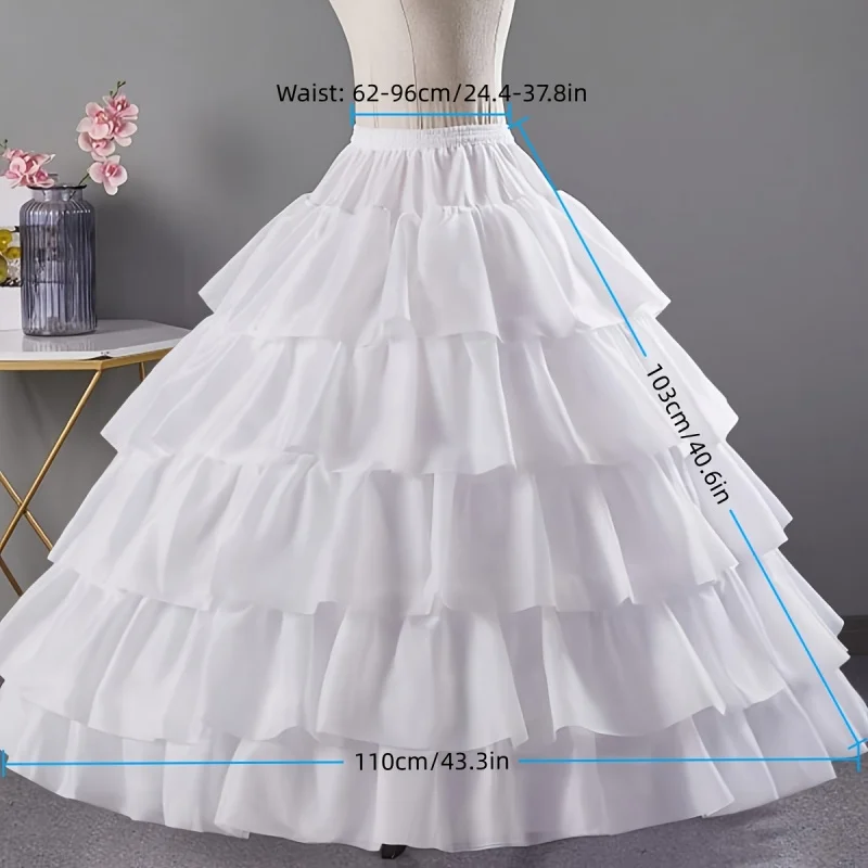 2025 New Wedding Crinoline Petticoat - 5 Layer Fluffy Tulle Underskirt with 4 Hoop Support Bridal Gowns, Princess Ball Gown