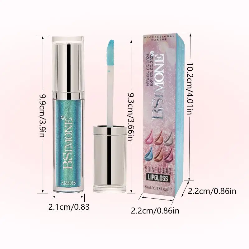 NEW BSIMONE Long Lasting Glitter Lip Gloss - Waterproof Moisturizing Luminous Shimmer Liquid Lip Glaze - Shiny Lipstick Makeup