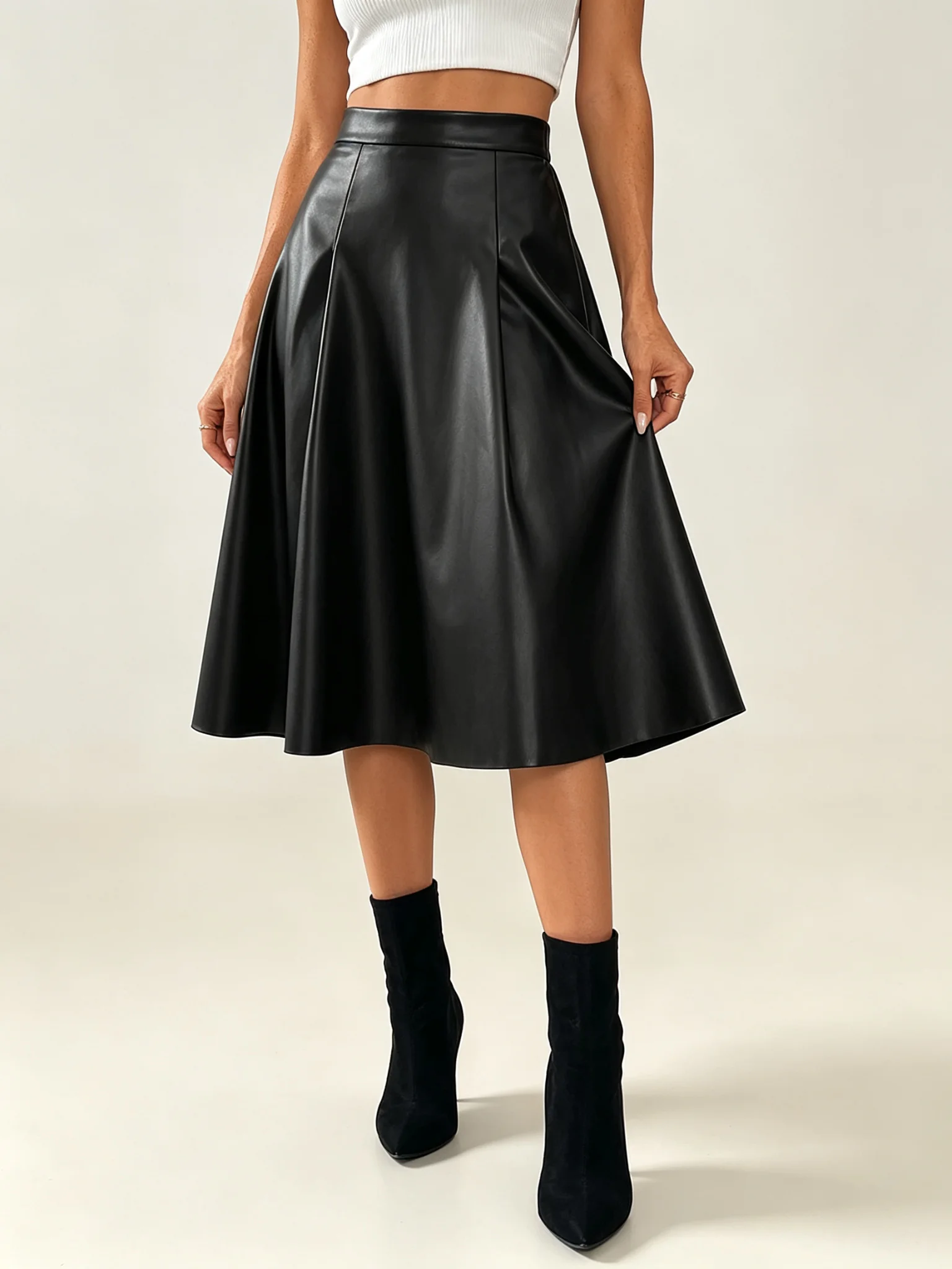 Women Early Fall Elegant Casual Loose Long Sun Skirt Solid Minimalist Vintage Office Work Date Daily Wear