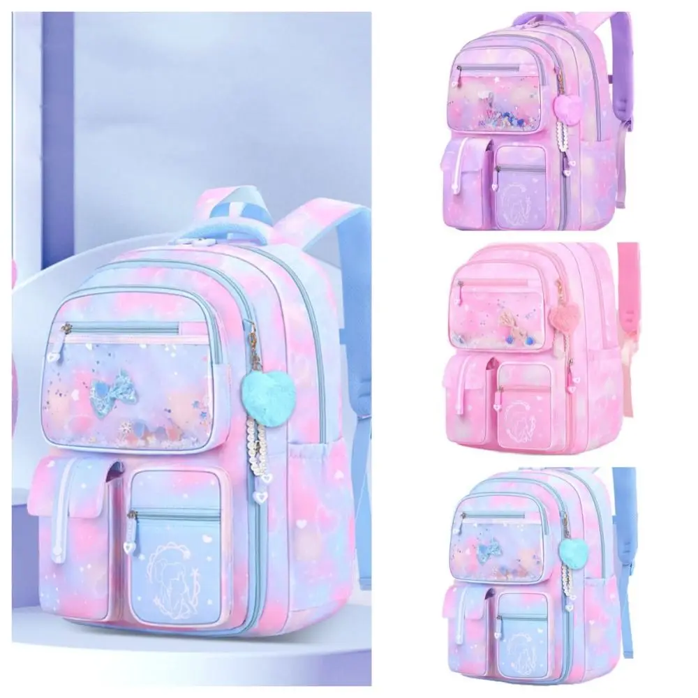 

Sweet Side-Open Children Backpack Multiple Pockets Oxford Shoulders Bag Korean Style Commute Student School Bag Primary School