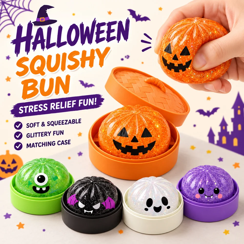 Halloween Glitter Dumpling Squishy Toys Party Favors Icebreaker Gifts Soft Squeeze Sensory Fidget Toys Stress Relief Adult Gifts