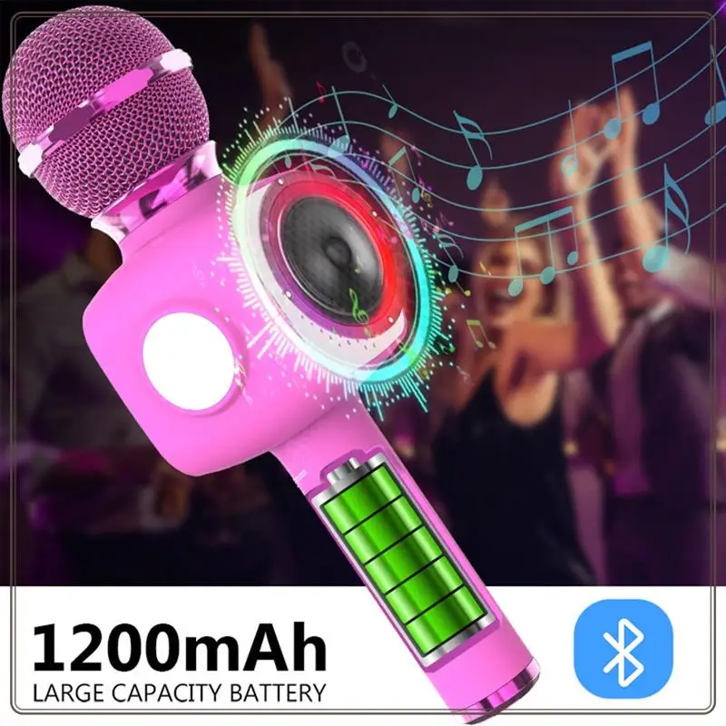 信頼性の高いカラオケマイク Bluetooth ワイヤレスプロフェッショナル歌うマシンノイズリダクション家庭用 KTV パーティー子供ギフト、カラオケ