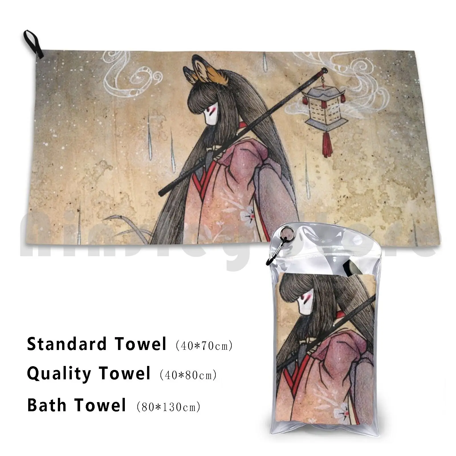 Bad Thoughts-Kitsune Fox Yokai Beach Towel Quick Dry Quality Towel Kitsune Fox Yokai Youkai Gumiho Kumiho Huli Jing