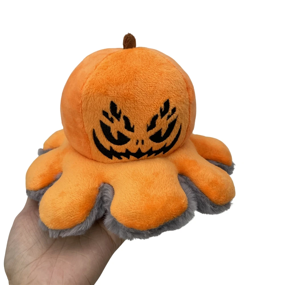 

Halloween pumpkin octopus doll flip pumpkin plush toy double-sided face change.plush Holiday gift pokemon plush peluches