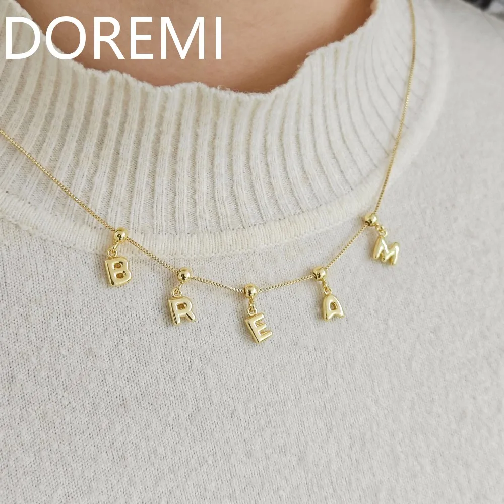 

Ожерелье DOREMI с индивидуальными буквами-пузырьками, 26 букв, ожерелье с инициалами, тонкая цепочка-чокер с шариками