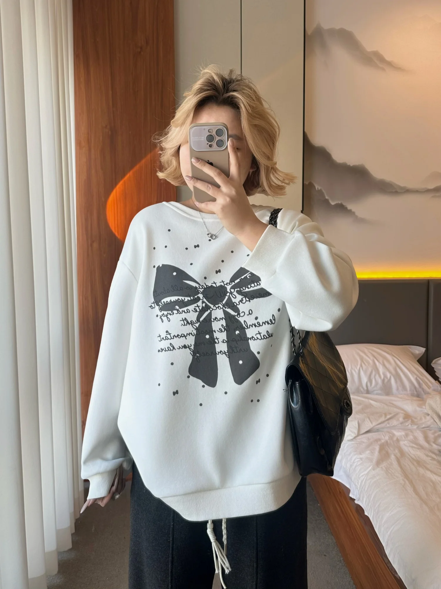 

plus Size Women's Fleece Lined round Neck T-Shirt Loose Fit Long Sleeve Slimming Effect Autumn Winter Versatile Comfortable Top