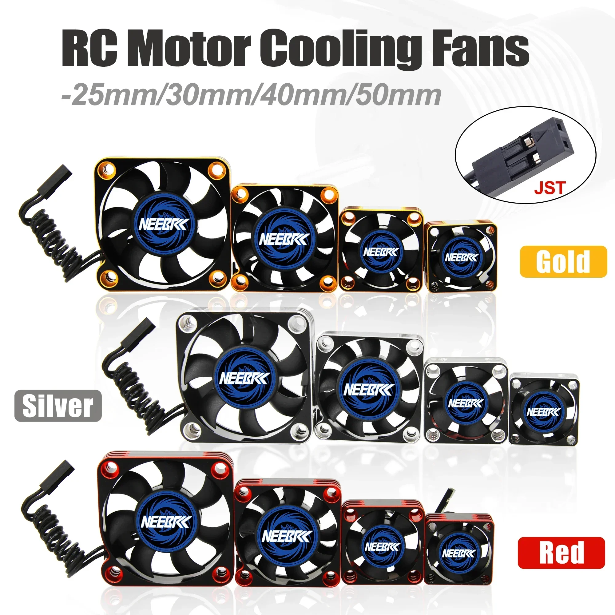 2PCS RC Motor 25mm 30mm 40mm 50mm Waterproof Metal Cooling Fan for 1/10 1/8 RC Car 540 550 28/36/42 Motor Heat Dissipation