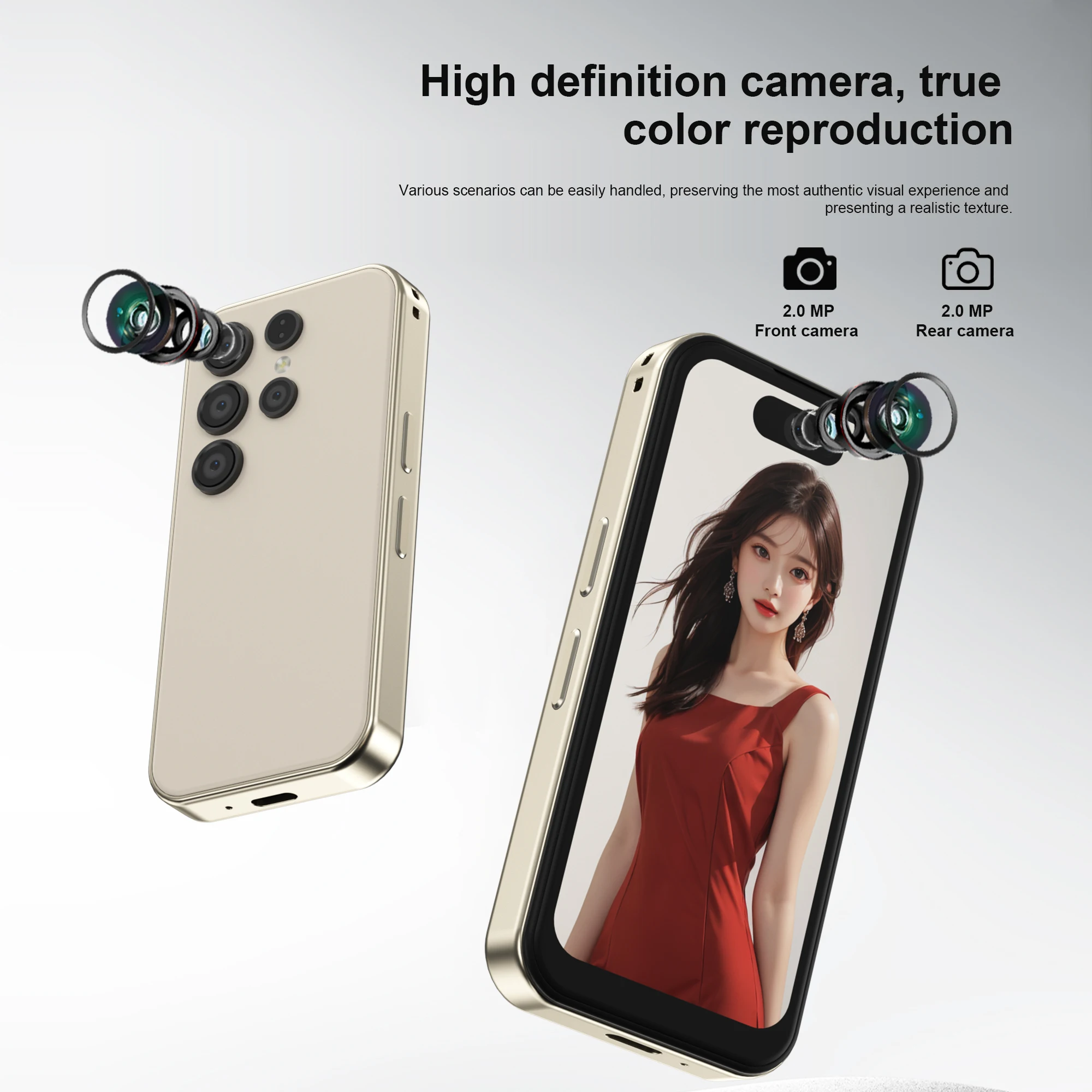 SERVO Android Mini Smartphone 2 SIM en espera 3G WCDMA 1GB RAM 16GB ROM WiFi Play Store cara desbloqueo pantalla de 3,75 "pequeño teléfono inteligente