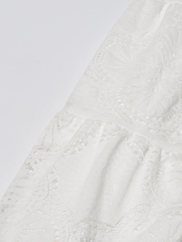 TWOTWINSTYLE Solid Patchwork Appliques Dresses For Women V Neck Long Sleeve High Waist Embroidery Elegant Slimming Dress Female