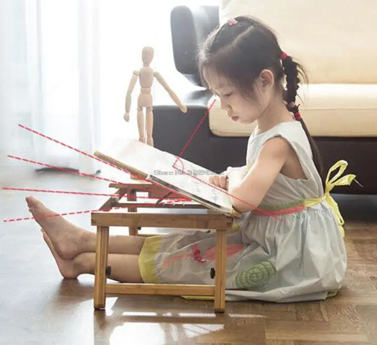 folding lifting desk bed side small table study  breakfast table Bamboo foldable laptop table small table