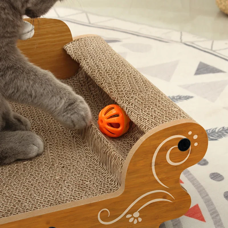 Wooden Cat Scratcher Cardboard Sofa Shape cat bed for scratching corrugated scratch board