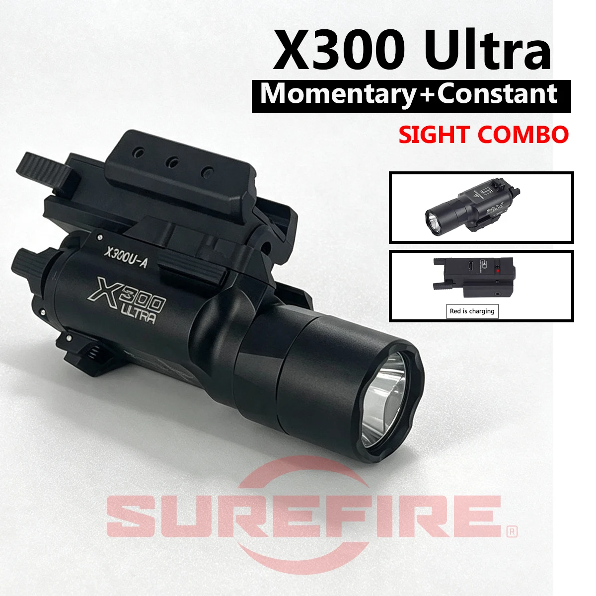 Surefire X300 Ultra SF Flashlight with Green Red Lase Sighter for GLOCK 17 19 Airsoft X300U Tactical Hunting Weapons Lights